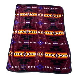 U Trendz Soft Knit Sherpa Throw Silk Touch Blanket Cozy Southwestern Design READ